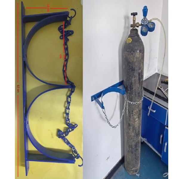 Oksijen depolama rafı, oksijen tüpü tutucu, gaz tüpleri için duvar askısı, 2'li güvenlik depolama rafı