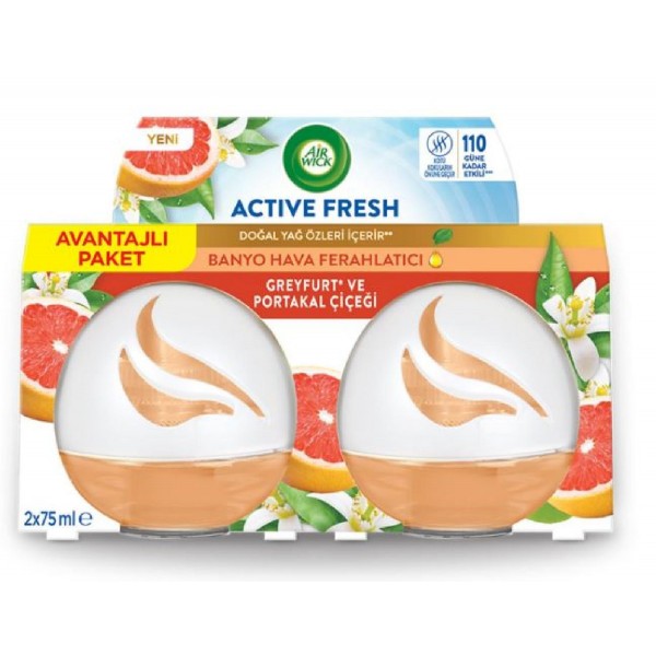 AIRWICK ODA KOKUSU ACTIVE FRESH (DECOSPHERE) GREYFURT PORTAKAL ÇİÇEĞİ 2x75 ML