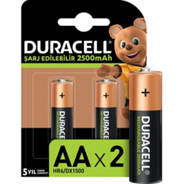 DURACELL PİL ŞARJLI 2 Lİ AA KALEM 2500MAH